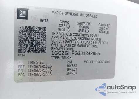 2018 Chevrolet Express 3500 Work Van from USA, damaged, VIN 1GCZGHFG3J1343855